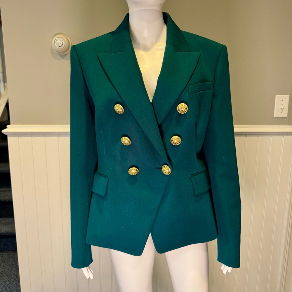 Balmain Teal Blazer with Gold Buttons
